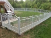 Aluminum White Puppy Picket with arch gates and ball top finials