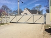 Commercial PVC Privacy fence Adobe color w/slide gate